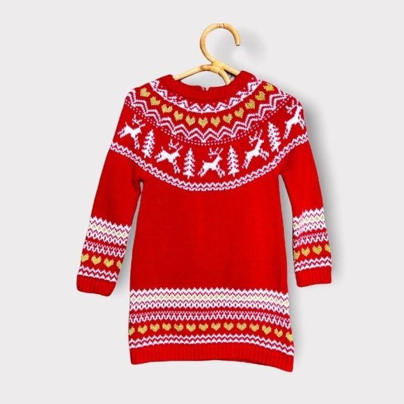 Cynthia Rowley Sweater Dress size 24 months 2 Red white Long Sleeve - Picture 1 of 10